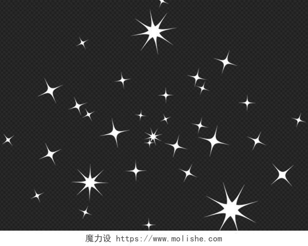 白色星空星星光点闪光PNG素材元素